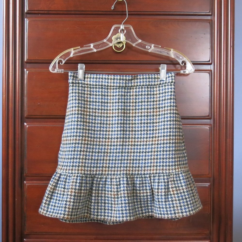 J.Crew ruffle mini skirt in houndstooth wool $118 size 00